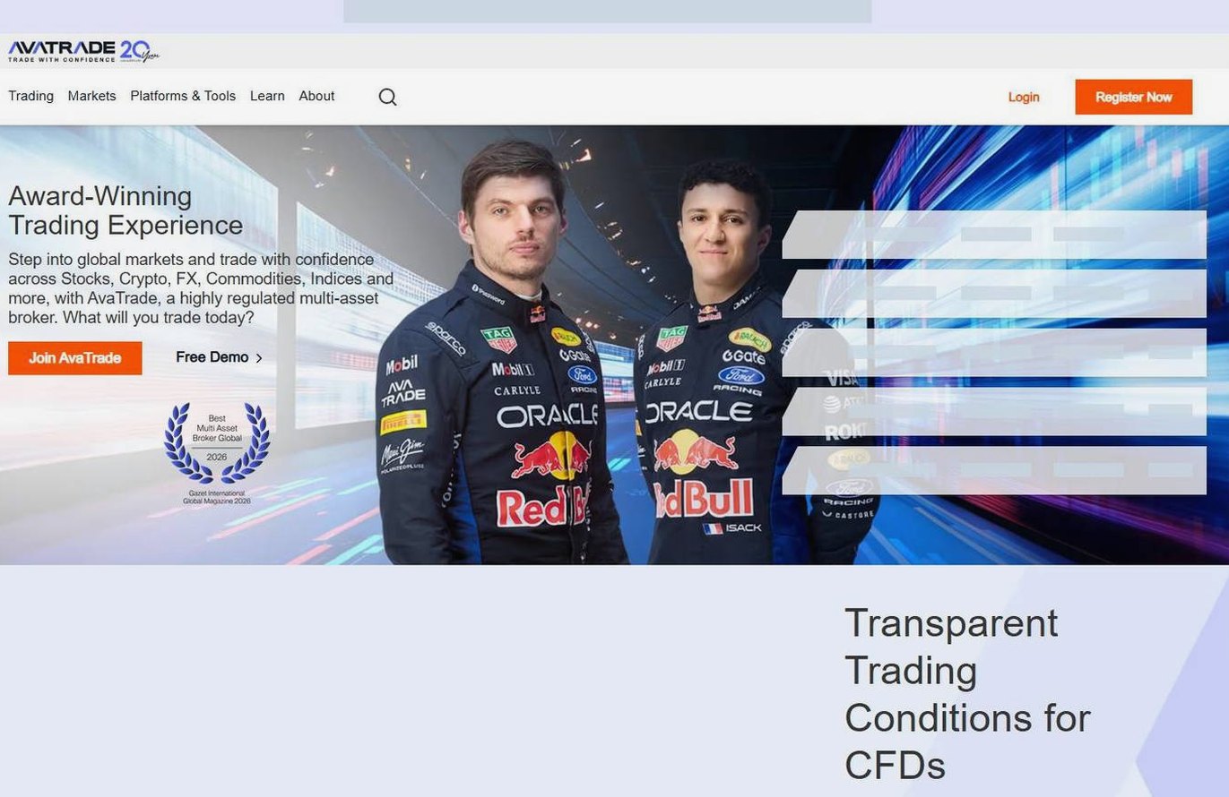 Screenshot of the AvaTrade website