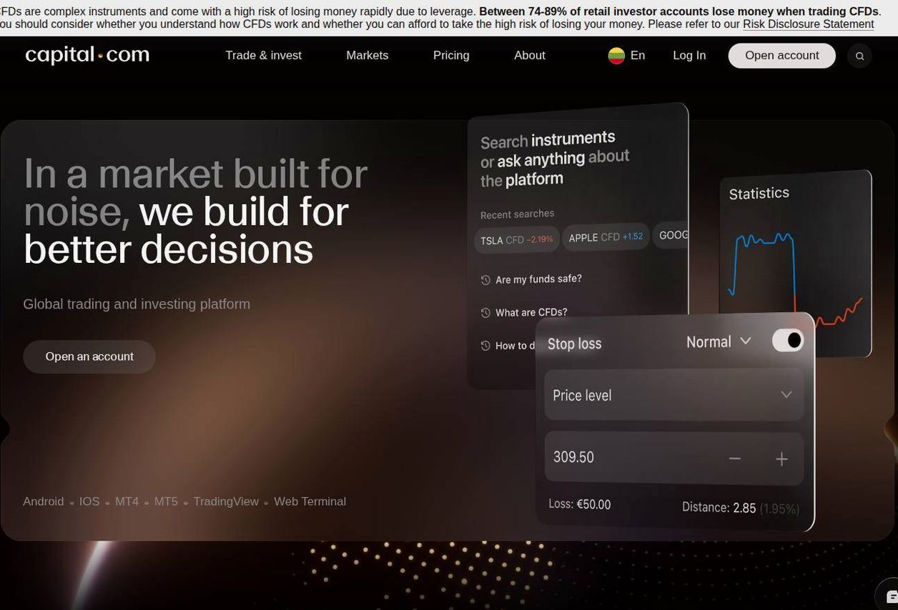 Screenshot of the Capital.com website
