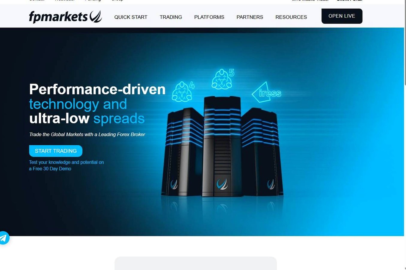 Screenshot of the FP Markets website