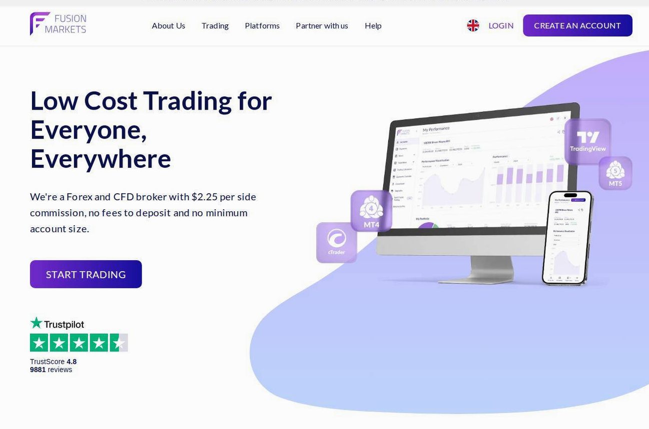 Screenshot of the Fusion Markets website