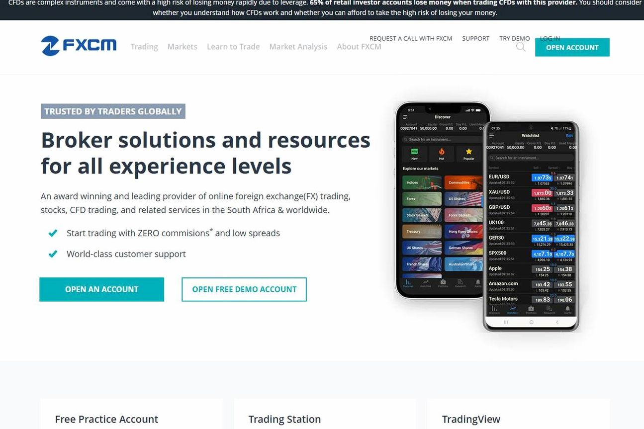 Screenshot of the FXCM website