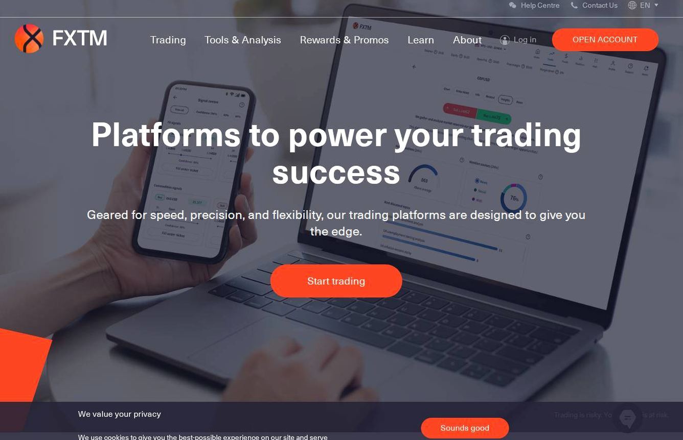 The platform page on the FXTM website