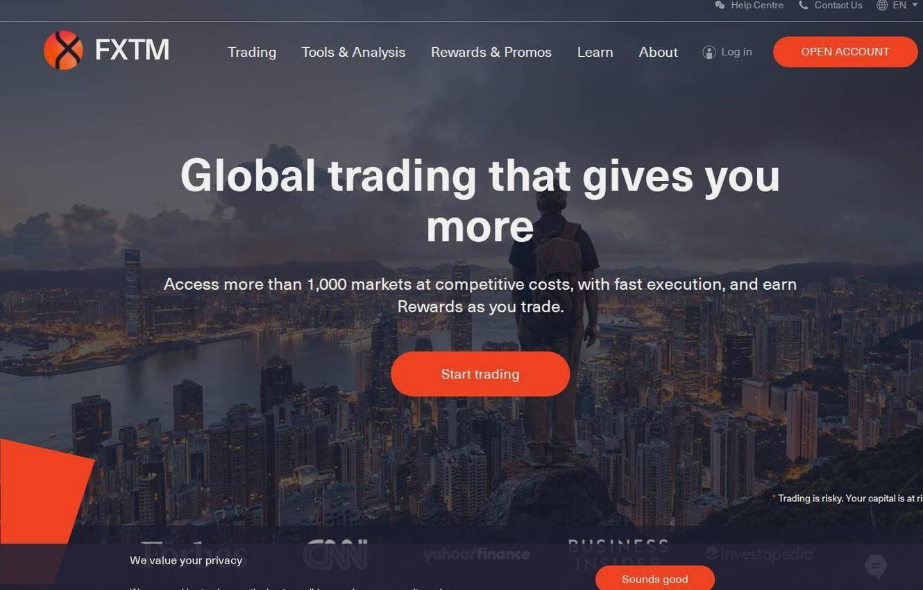 Screenshot of the FXTM website