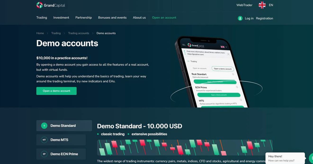 Screenshot of the Grand Capital website