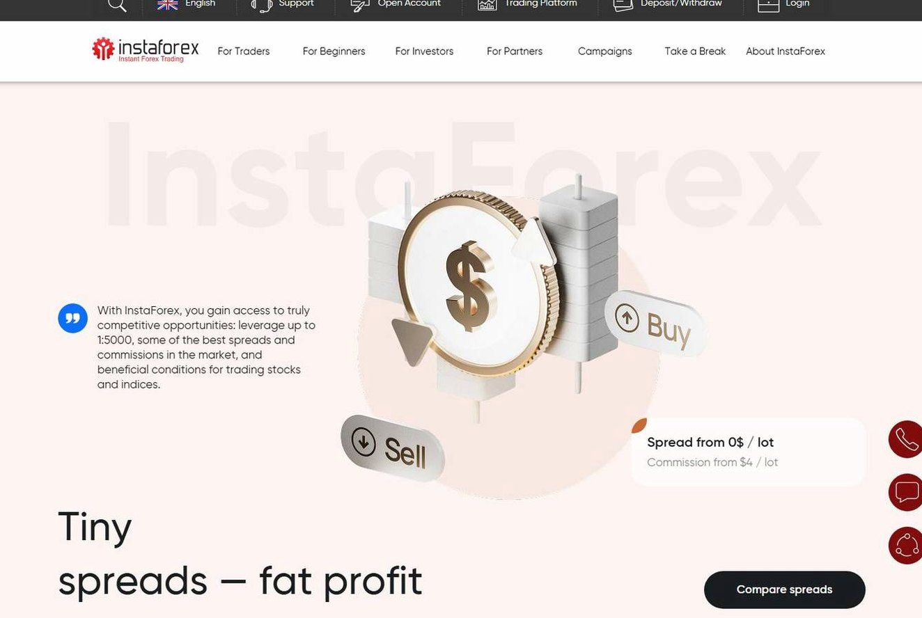 Screenshot of the InstaForex website