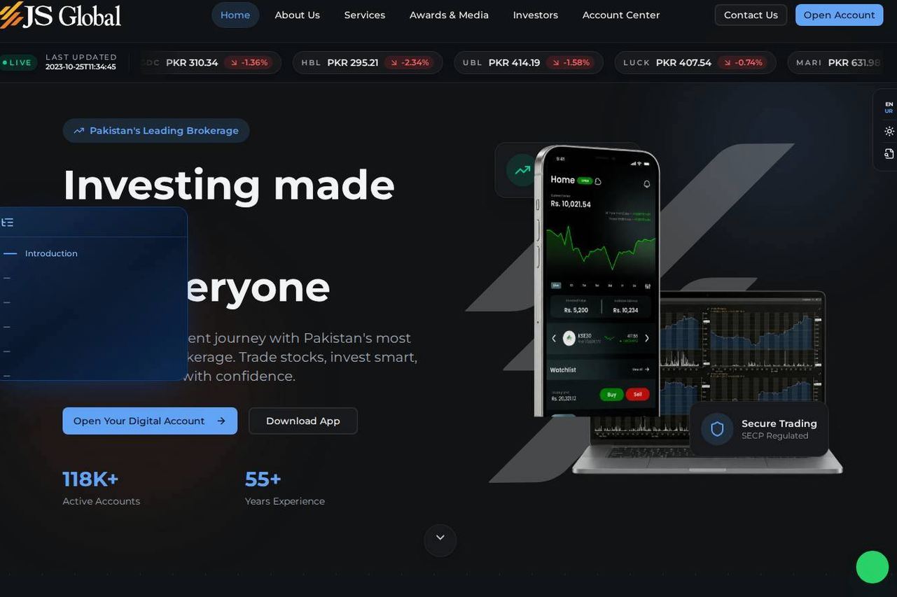 Screenshot of the JS Global Capital website