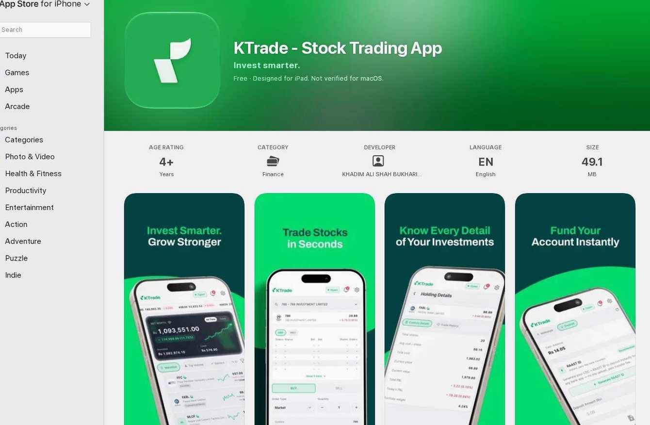 The platform page on the KTrade website