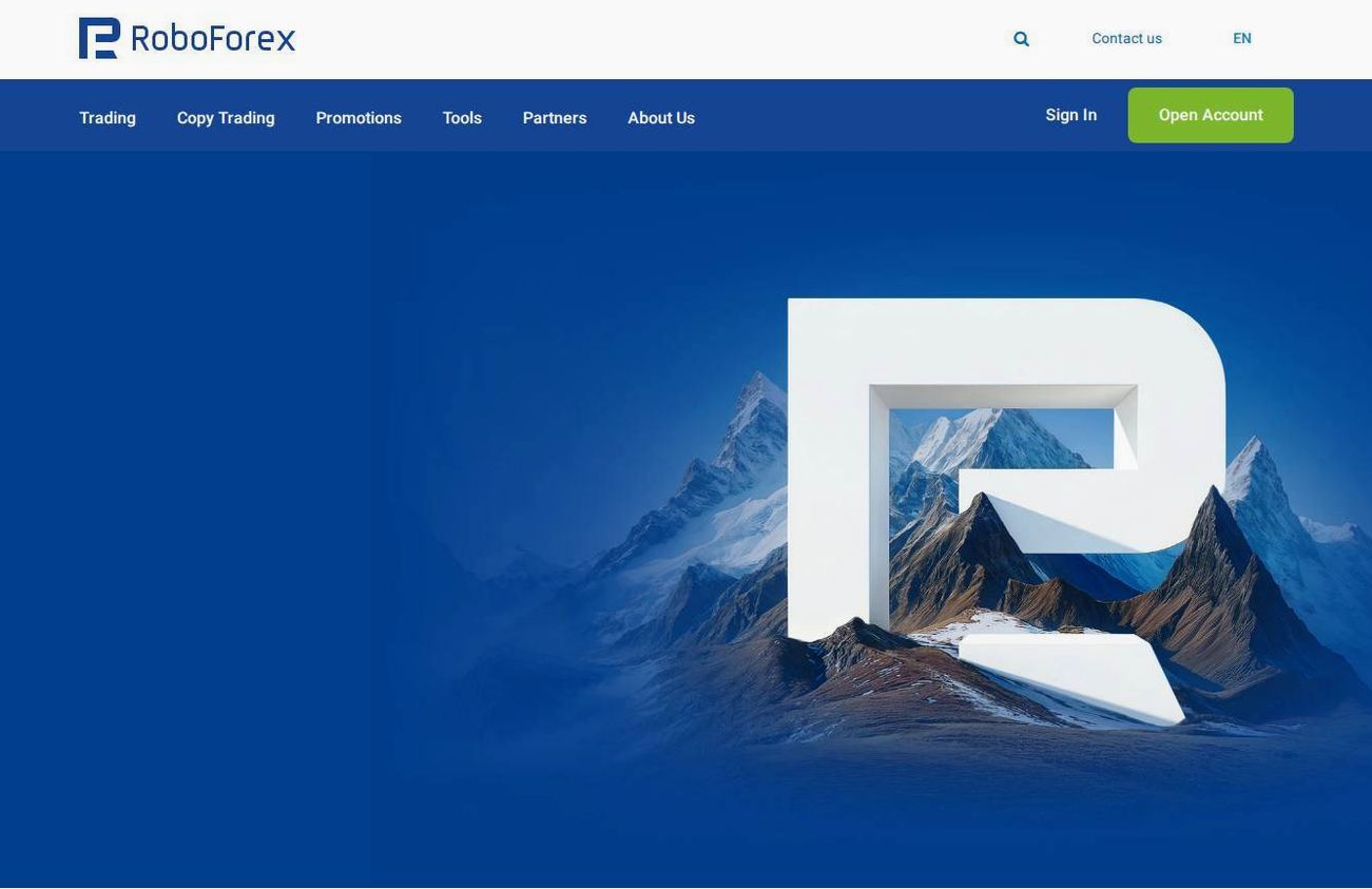 Screenshot of the RoboForex website
