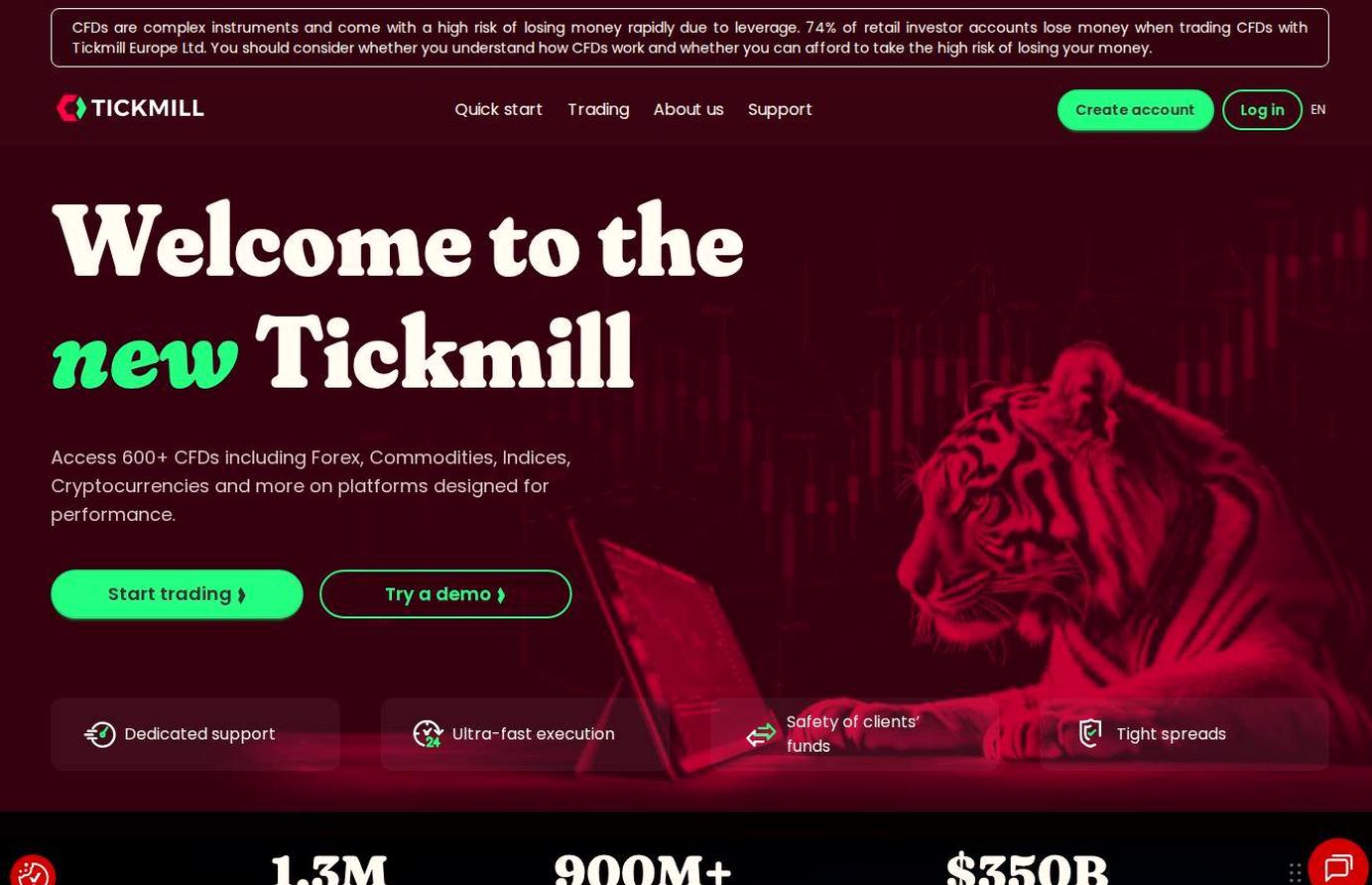 The platform page on the Tickmill website