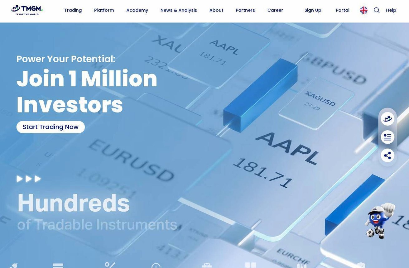 Screenshot of the TMGM website