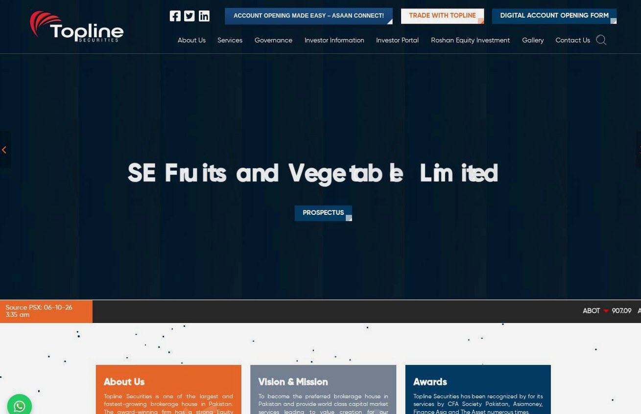 The platform page on the Topline Securities website