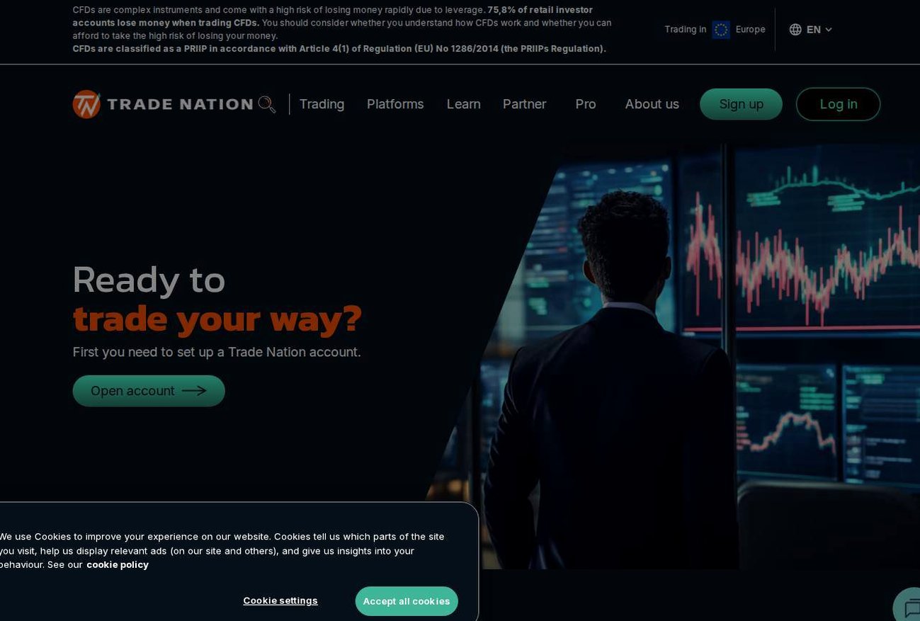 The platform page on the Trade Nation website