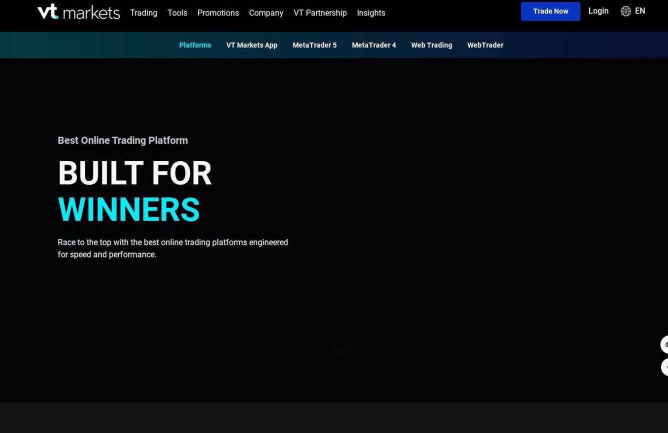 The platform page on the VT Markets website