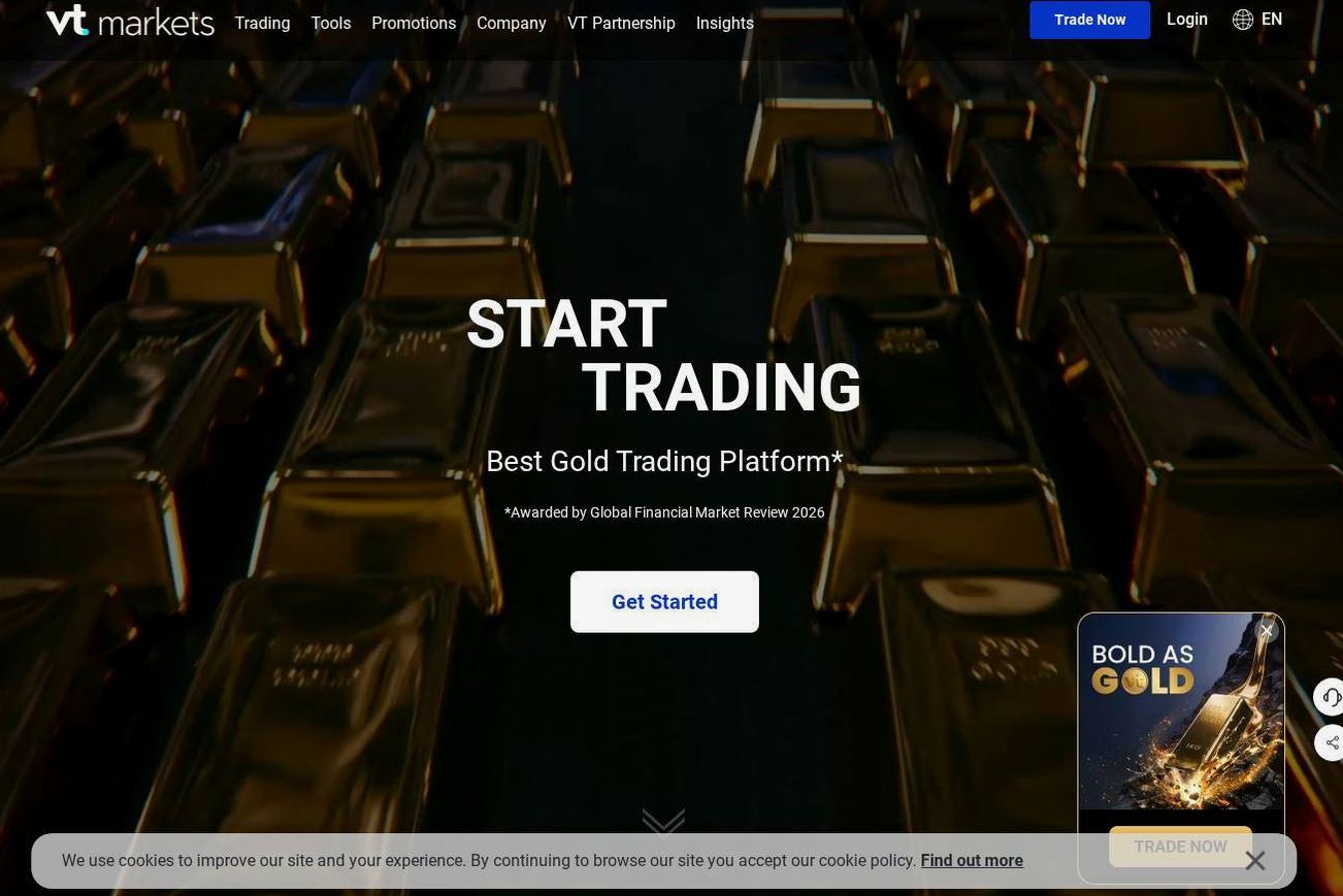 Screenshot of the VT Markets website